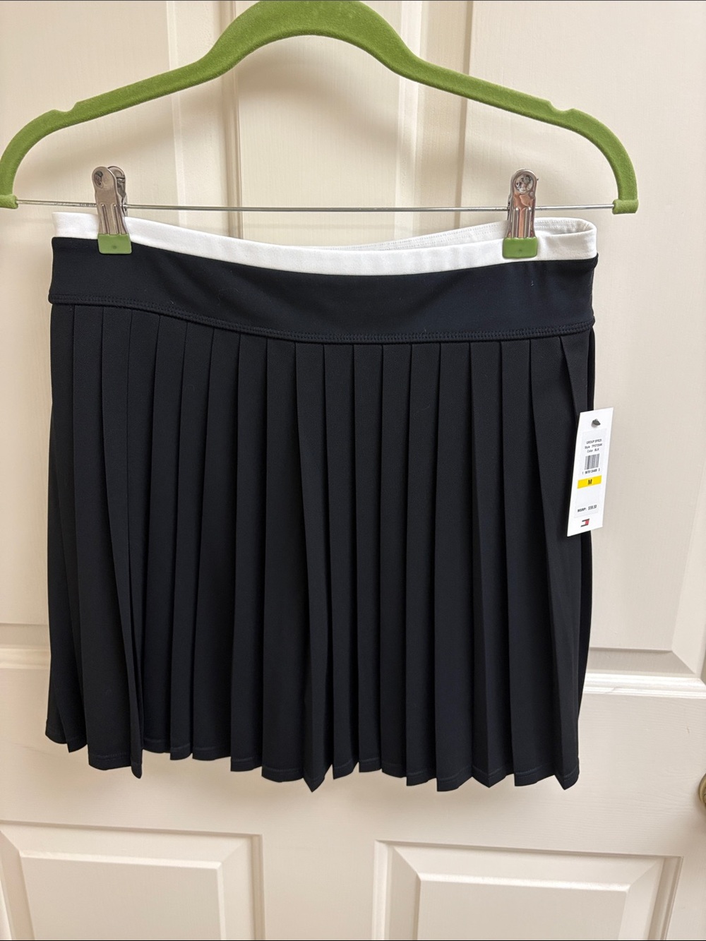 Tommy Hilfiger Black Pleated Skort with White Waist Trim